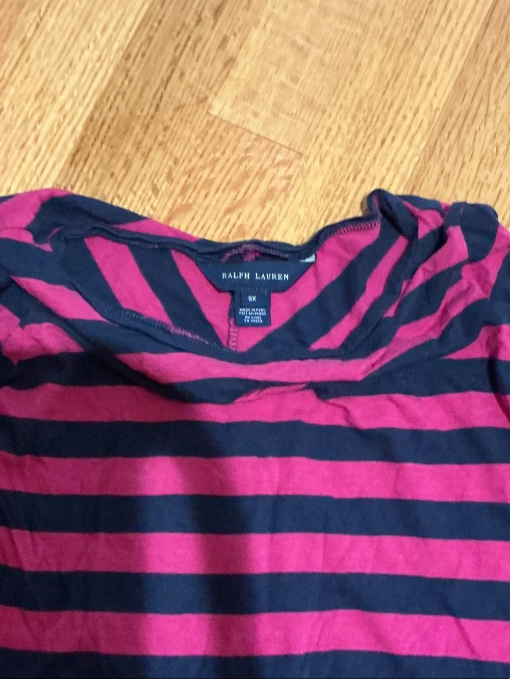 Ralph Lauren Long Sleeve Striped Crewneck Tee - Pink & Black